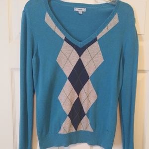 IZOD argyle sweater; teal blue Large